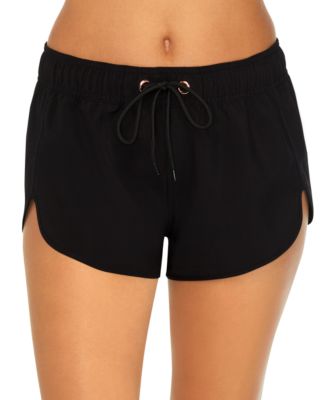 Raisins - Juniors' Laguna Drawstring Side-Slit Swim Shorts