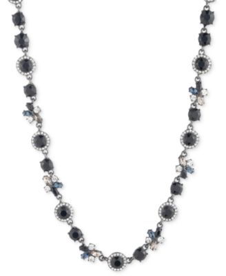 Givenchy - Hematite-Tone Crystal Halo & Cluster Collar Necklace, 16" + 3" extender