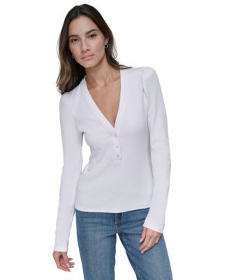 DKNY Jeans - Petite Puffed-Shoulder Knit Top