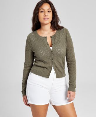 And Now This - Women's Pointelle Crewneck Cardigan