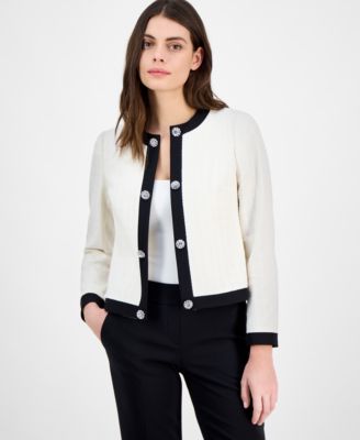 Anne Klein - Women's Embellished Framed Cardigan Sweater