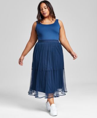 And Now This - Plus Size Pull-On Tulle Midi Skirt