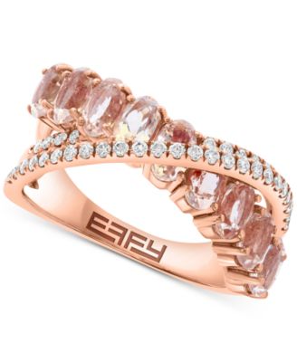 EFFY Collection - Morganite (2-1/10 ct. t.w.) & Diamond (1/4 ct. t.w) Crisscross Statement Ring in 14k Rose Gold