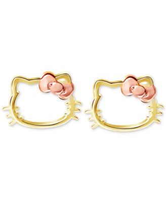 Macy's - Hello Kitty Silhouette Stud Earrings in 10k Yellow & Rose Gold