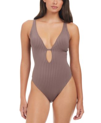 Sanctuary - Women's Refresh Rib Plunging Lace Back Mio One-Piece Swimsuit