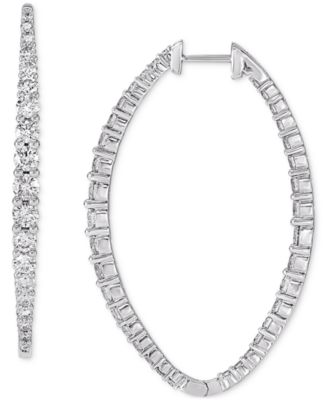 Macy's - Diamond Graduated In & Out Navette Hoop Earrings (3 ct. t.w.) in 14k White Gold