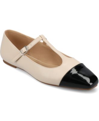 Journee Collection - Womens Theah T-Strap Cap Toe Mary Jane Dress Flats