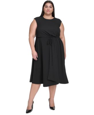 DKNY - Plus Size Jewel-Neck Sleeveless Midi Dress