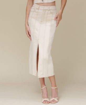 Avec Les Filles - Women's Paneled Denim Pencil Skirt