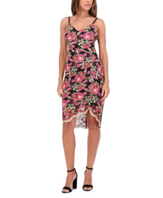Siena - Women's Floral-Embroidered Scalloped-Hem Dress