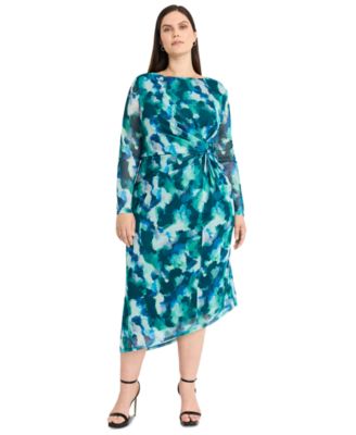 Maggy London - Plus Size Side-Twist Asymmetric-Hem Dress