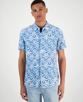 GUESS - Men's Slim Fit Short Sleeve Printed Button-Front Shirt
