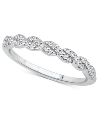 Macy's - Diamond Twist Braid-Inspired Band (1/8 ct. t.w) in 14k White Gold
