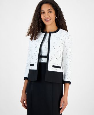 Kasper - Women's Colorblocked Tweed Cropped Blazer