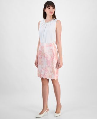 Kasper - Women's Floral-Print Scalloped-Edge Pencil Skirt