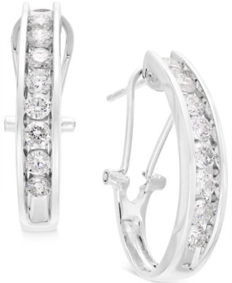 Macy's - Diamond J Hoop Earrings (1 ct. t.w.) in 10k White or Yellow Gold