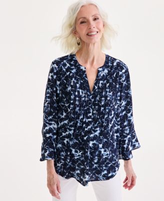Style & Co - Women's Potter Dot Printed Pintuck Blouse, Exclusively at Macy's
