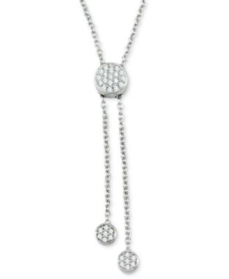 Macy's - Diamond Circle Cluster Lariat Necklace (1/4 ct. t.w.) in Sterling Silver, 16" + 2" extender