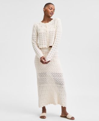 And Now This - Women's Crochet Scalloped-Hem Maxi Skirt