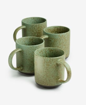 Oake - Olive Stoneware Mugs, Set Of 4