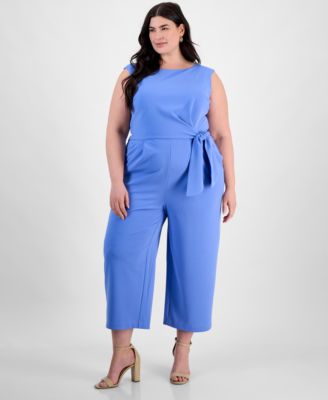 Tahari ASL - Plus Size Sleeveless Cropped Wide-Leg Jumpsuit
