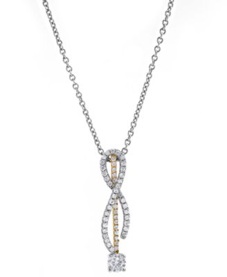 Macy's - Diamond Ribbon Inspired 18" Pendant Necklace (1/2 ct. t.w.) in 14k Two-Tone Gold
