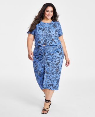 Nina Parker - Textured Printed Top & Ruched Printed Skirt