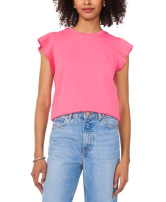 Vince Camuto - Women's Ruffled-Sleeve Crewneck Tee