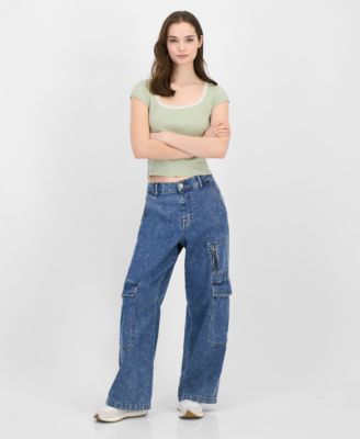 Vanilla Star - Juniors' High-Rise Wide-Leg Cargo Pants