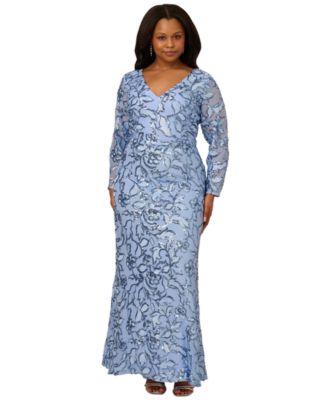 Adrianna Papell - Plus Size Sequin Stretch Mermaid Gown