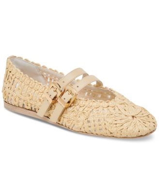 Dolce Vita - Women's Baylee Sunflower Woven Double Buckle Mary Jane Flats