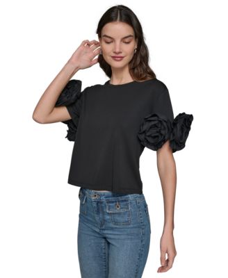 KARL LAGERFELD PARIS - Women's Ruffle-Sleeve Top