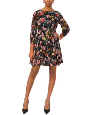 MSK - Petite Printed Blouson-Sleeve Fit & Flare Dress