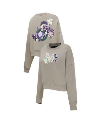 Freeze Max - Women's  Tan Disney Minnie Flowers Oversized Pullover Sweatshirt