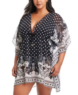 Bleu by Rod Beattie - Plus Size Printed Double Trouble Caftan Cover-Up
