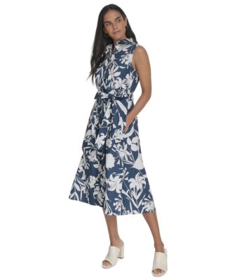 Calvin Klein - Women's Printed Cotton Button-Front Dress