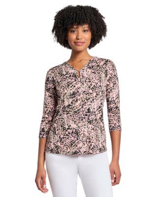 Jones New York - Women's Printed 3/4-Sleeve Blouse