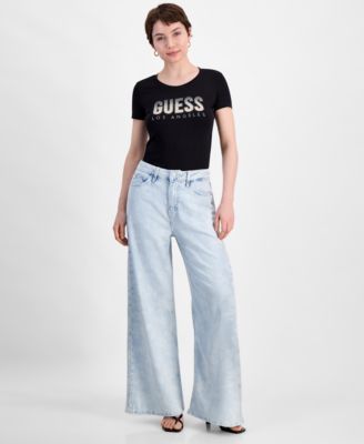 GUESS - Women's Bellflower Wide-Leg High-Rise Jeans