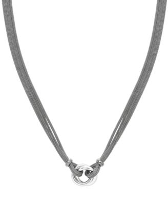 Macy's - Love Knot Double Mesh Chain Pendant Necklace in Sterling Silver, 18"