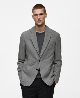 MANGO - Men's EU Slim-Fit Micro-Houndstooth Wool Blazer