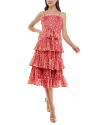 Taylor - Women's Printed Pleated Tiered Midi Dress