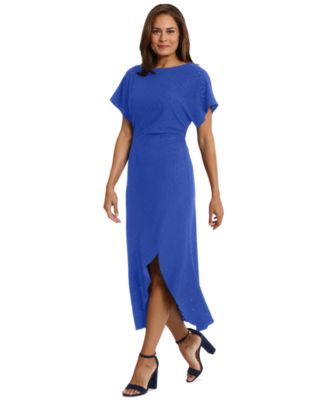 London Times - Women's Boat-Neck Flutter-Sleeve Dress