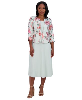 Jessica Howard - Petite 2-Pc. Floral-Print Jacket & Midi Dress Set
