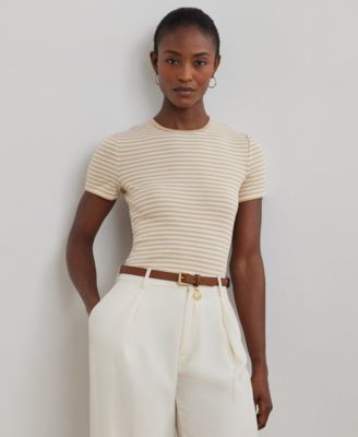 Lauren Ralph Lauren - Petite Striped Stretch Cotton Crewneck Tee