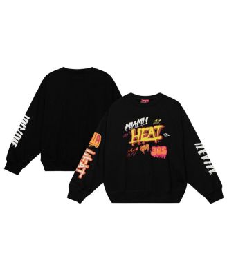 Mitchell & Ness - Women's Black Miami Heat Slap Sticker Lightweight Pullover Sweatshirt