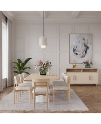 Furniture - Lunare 9-Pc. Dining Set (Rectangular Table & 8 Curved Chairs)