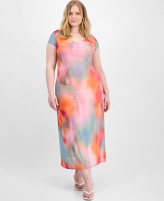 Bar III - Trendy Plus Size Cowl-Neck Short-Sleeve Maxi Dress
