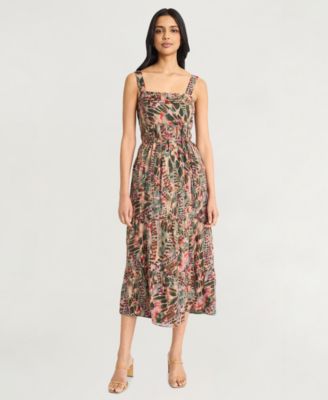 The Good Journey - Women's Printed Square-Neck Sleeveless Dress