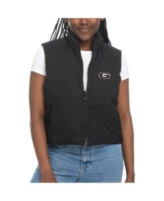ZooZatz - Women's Black Georgia Bulldogs Cropped Puffer Full-Zip Vest