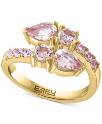 EFFY Collection - Morganite (1-3/4 ct. t.w.) & Zircon (3/8 ct. t.w.) Bypass Ring in 14k Gold over Silver